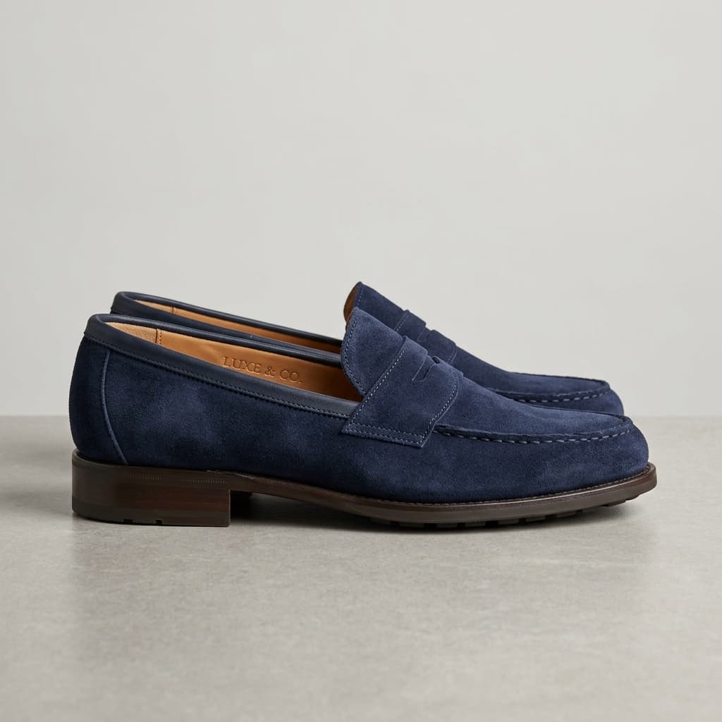 Navy Suede Loafers